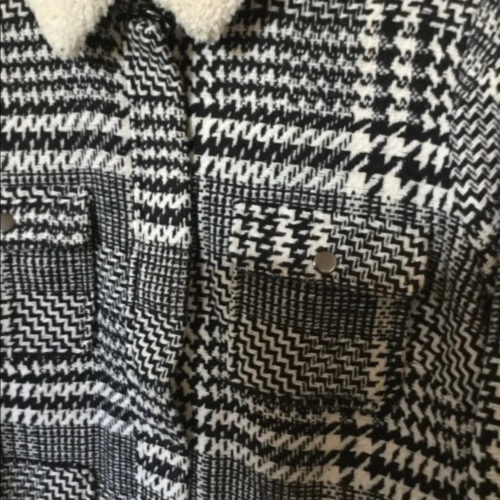 JUST FAB XXL Classic thick Fabric Plaid Black/White Jacket NEW Super Cute!! - Picture 5 of 8